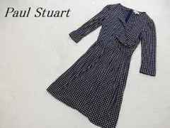 美品　ポールスチュアート　総柄　美ライン　カシュクール　ワンピース　ネイビー　６