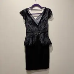 デイジーグレー レース ペプラムドレス Vネック