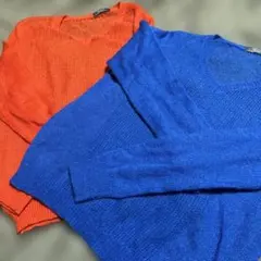 ☆Envious☆ Vネックニット 青 オレンジ2枚セット