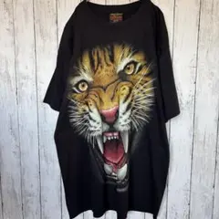 タイガー トラ Tシャツ XL アニマル 黒 ビッグプリント 両面