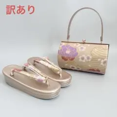 【訳あり】[ゴールド]織生地草履バッグセット　Lサイズ　成人式　卒業式　佐賀錦のサムネイル