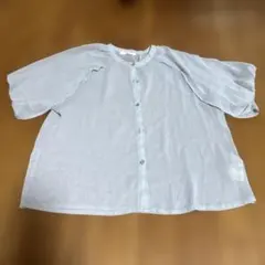 サマンサモスモス　シアーシャツ　ブルー