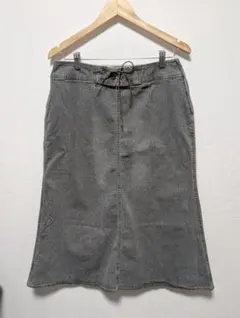 グレー デニム スカート ドローストリング