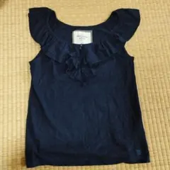 Abercrombie & Fitch ネイビーフリルトップス