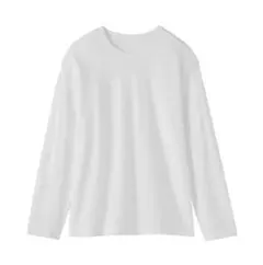未使用　無印良品　強撚天竺編みクルーネック長袖Ｔシャツ　ＸＬ　白のサムネイル