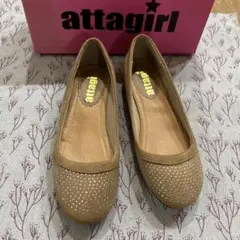 スエード フラットシューズ ストーン付き