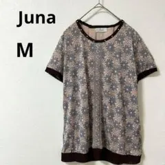 美品 Juna F 総柄 花柄 半袖 チュニック Tシャツ レース