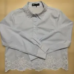 ZARA ストライプクロップドシャツ