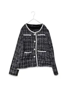 レディース黒と白のツイードジャケット SHEIN サイズL