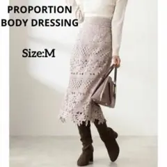 【美品】プロポーションボディドレッシング カットワーク レーススカート M
