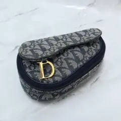 美品 Dior ディオール サドルポーチ コスメポーチ トロッター ネイビー