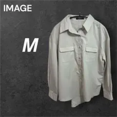 IMAGE 9 M ベージュ 長袖 シャツ 仕事着 オフィス ゆったりデザインのサムネイル