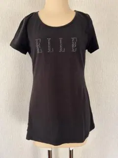 【海外購入】ELLE エル ラインストーン ロゴ Tシャツ ブラック S相当のサムネイル