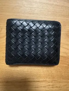Bottega Veneta 黒 レザー 二つ折り財布