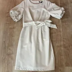美品✨クリーム色 バルーンスリーブ ワンピース ひざ丈