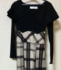 ビックカラーバックレースアップドッキングワンピース