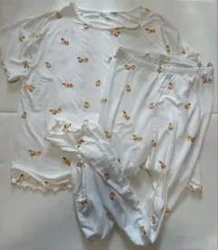 ジェラートピケ　フルーツ柄パジャマセット（ホワイト）