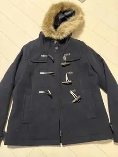 ネイビー ダッフルコート ファー付き