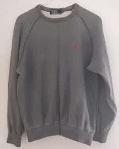 ラルフローレン90sナイガイ製　ヴィンテージ　トレーナー　M　グレー　古着