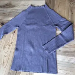 ナノユニバース　グレー リブ編み 長袖 トップス タイトフィット