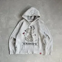 00s vintage peanuts パーカー スヌーピー グレー 古着 短丈