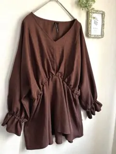 美品♡HK WORKS LONDON★ブラウス チュニック 長袖 トップス 茶