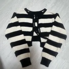 ストライプニットクロップドトップス