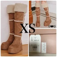 Darich♡フェイクムートンニーハイブーツ♡キャメル♡XS