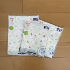 【新品】ミキハウス ☆ どうぶつ柄フライス短肌着②コンビ肌着①(3枚セット)