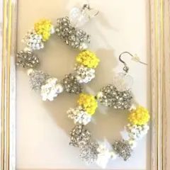 ハンドメイド フラワーデザインピアス