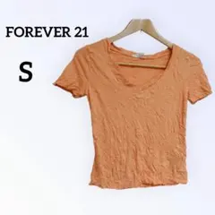 FOREVER 21 オレンジ Vネック Tシャツ【S】レディース 半袖
