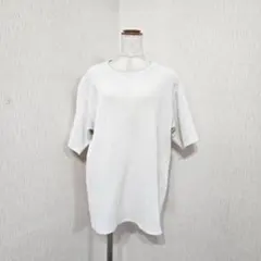 GLOBAL WORK 白ワッフルTシャツ（M）5分袖 ゆったり体型カバーのサムネイル