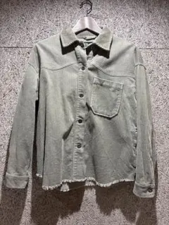 ZARA 美品コーデュロイシャツジャケット オリーブグリーン短丈グランジ