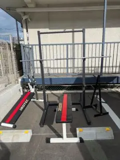 【引取、配達】筋トレ器具一式　ハーフラック　ベンチプレス　プレート無し 引取、配達】筋トレ器具一式 ハーフラック ベンチプレス プレート無し