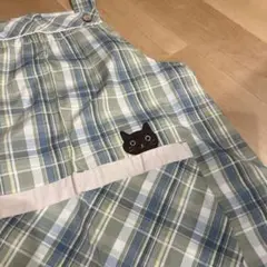 チェック柄エプロン 黒猫刺繍付き