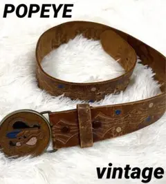 POPEYE ビンテージ ベルト レザー 本革 ポパイ 70's 80's