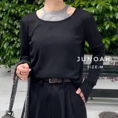 【2点セット】 junoah シアートップス ホルターネックタンクトップ M 黒のサムネイル