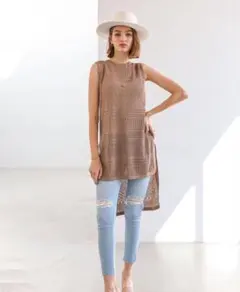 未使用♡ALEXIA STAM バックリボン透かし編みニットチュニック　ベスト♡のサムネイル