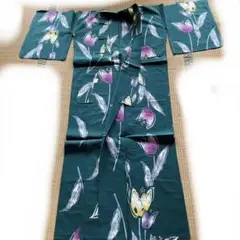 花柄 緑色 浴衣