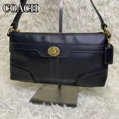 【美品】COACH アクセサリーポーチ バンドバッグ レザー ブラック