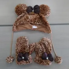 ディズニー ヒョウ柄ファンキャップ、手袋