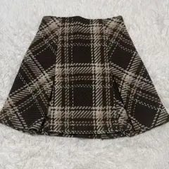 Sustainableロービングチェックミニスカート　ブラウン　サイズ2