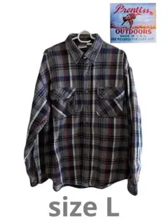 Prentiss Outdoors 長袖ネルシャツ グレーネイビー レッド L❗️