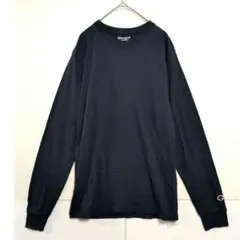 チャンピオン Champion 長袖 ネイビー 紺 袖ワッペン S