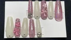 ピンクホワイト ネイルチップ 10本セット