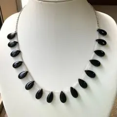 雫型オニキスのネックレス　SILVER色金具・チェーン　L