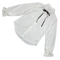 ✨美品✨【GRL】長袖シャツ（M）オフホワイト/リボン付き/フリル袖