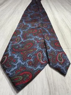 【良品】 ETRO エトロ ペイズリーネクタイ ブルー × レッド