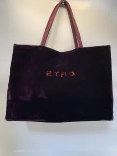 ETRO エトロ ベロア トートバッグ パープル ラインストーンのサムネイル