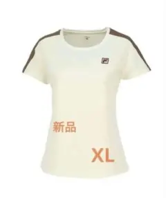 No.740 FILA オフホワイト×キャメルチェックのゲームシャツ☆XL☆